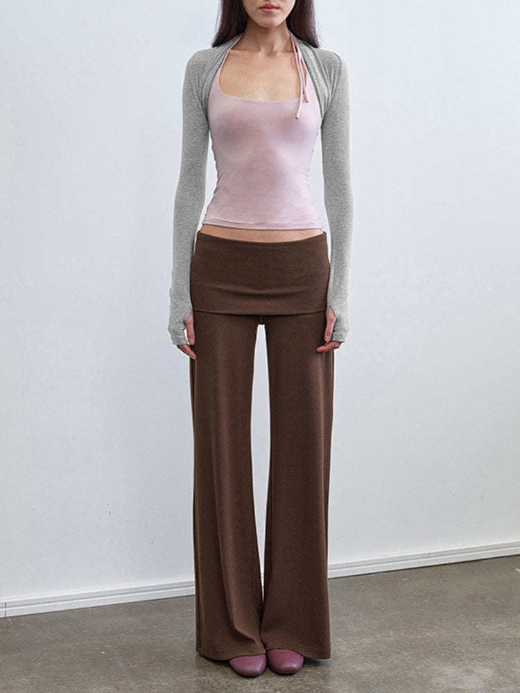 Low waist slim straight leg pants