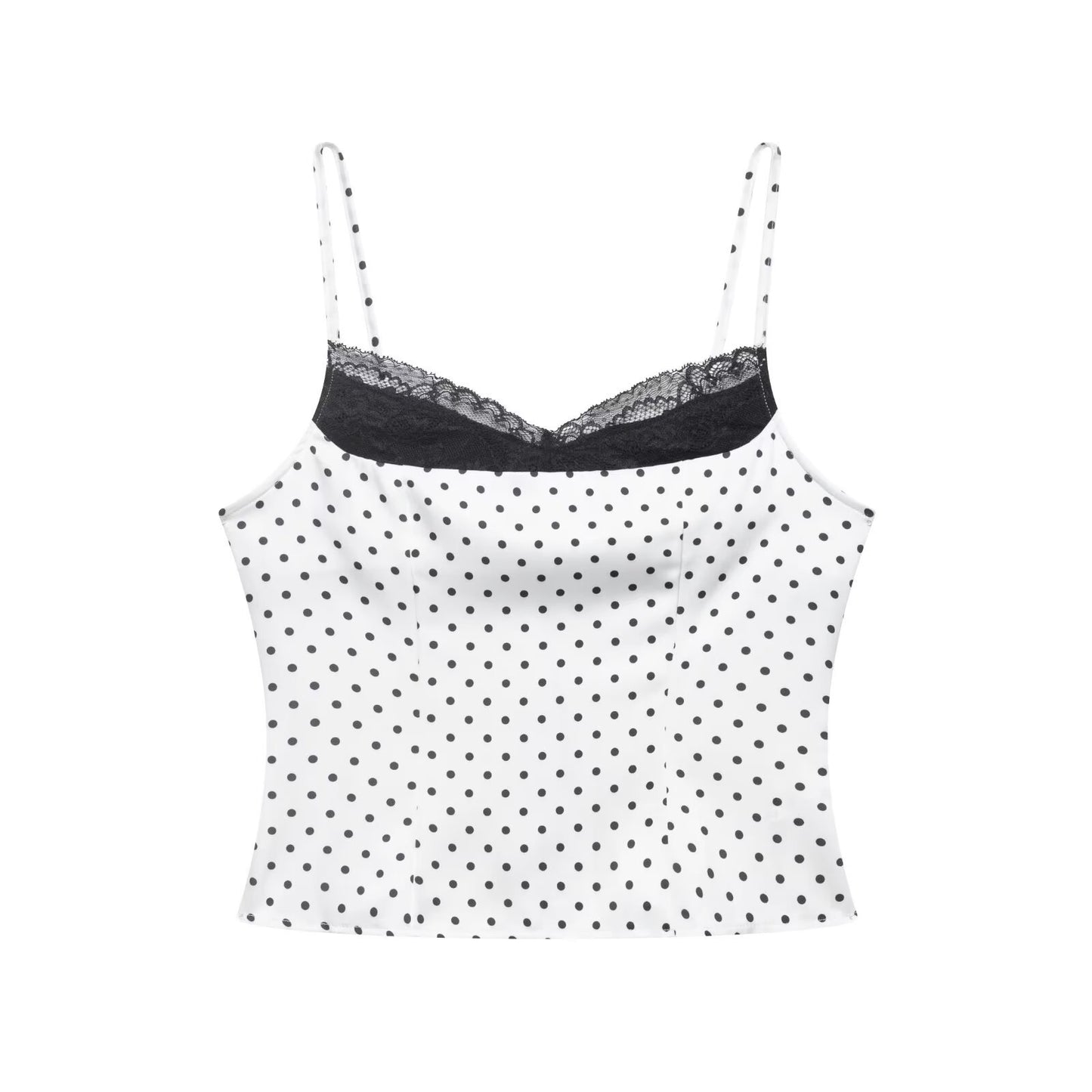 Chaleco base camisola de retazos de encaje y lunares