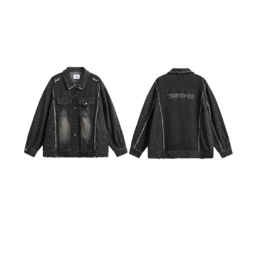 Casual Oversized Distressed Patchwork Washed Denim Jacket