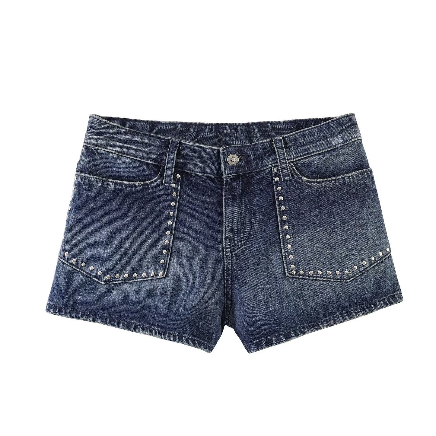 Simple Denim Stud Shorts