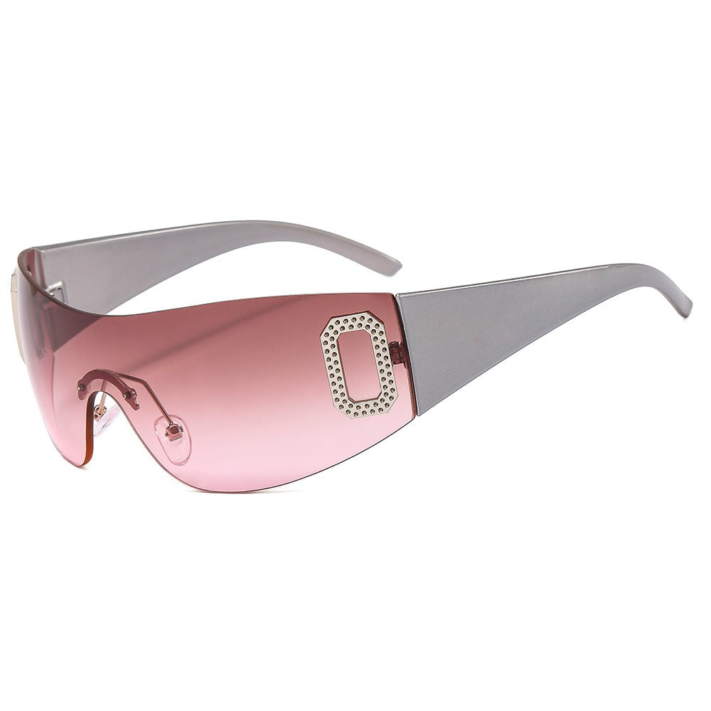 New Y2K Spice Girl Sunglasses Letter Integrated Sunvisor Sunglasses Women's Advanced Slimming Glasses