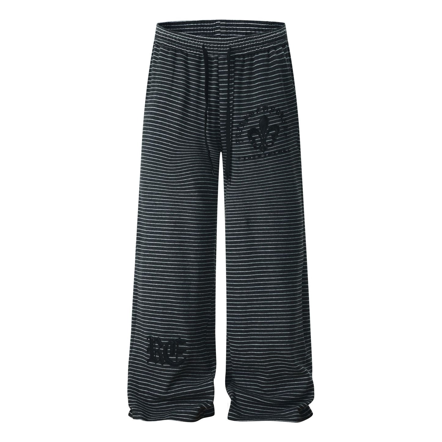 Lazy striped curved knife sweatpants