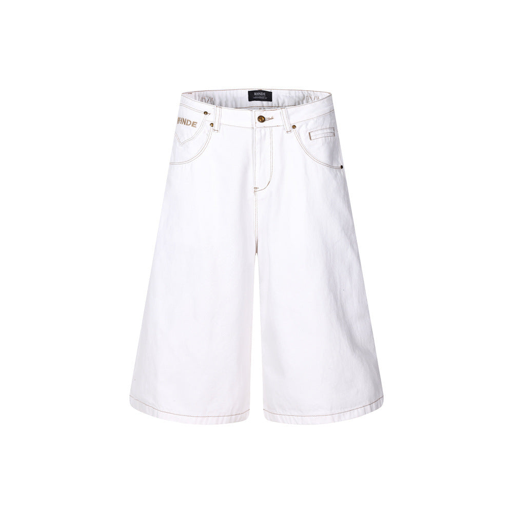 Loose denim shorts