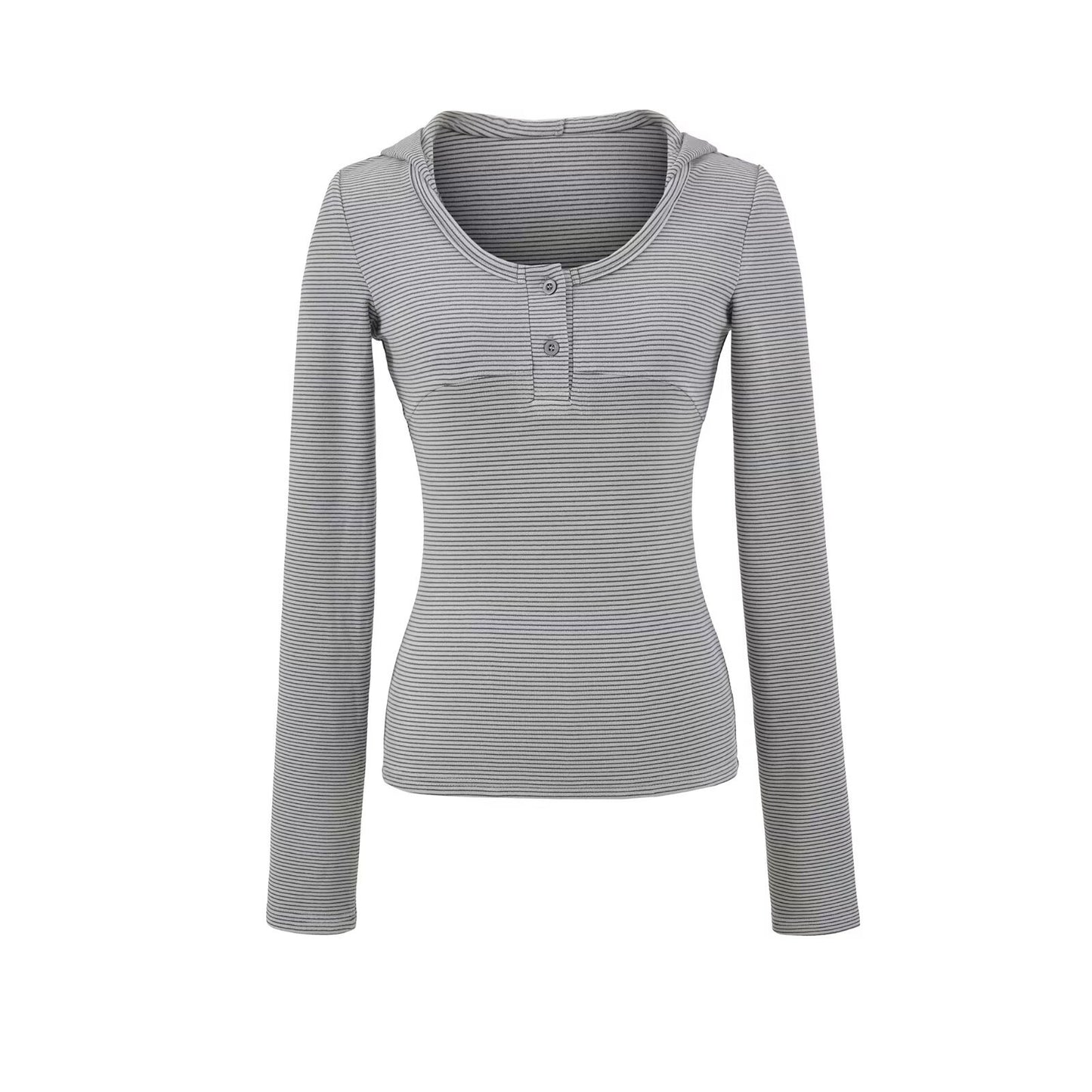 Top de manga larga a rayas retro con capucha