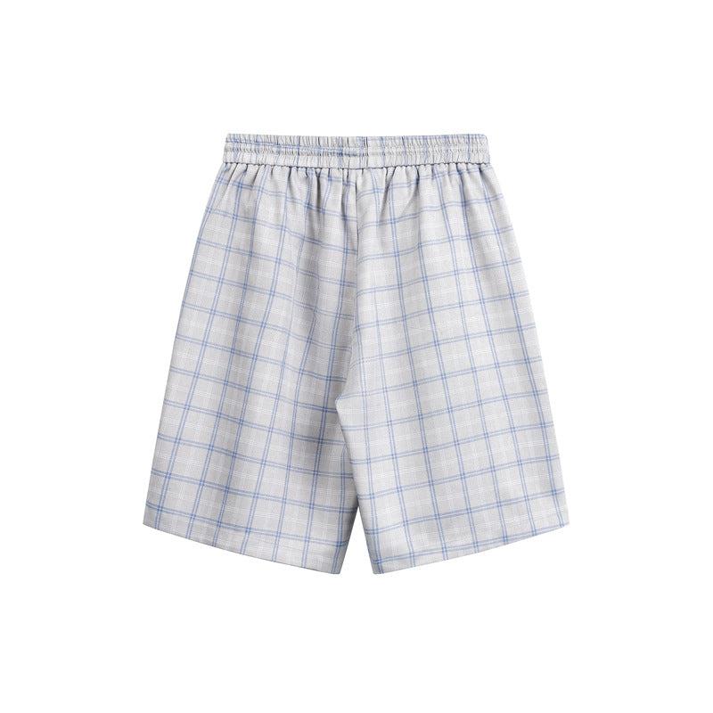 Casual Loose Fit Plaid Shorts Relaxed Beach-Style Half Pants
