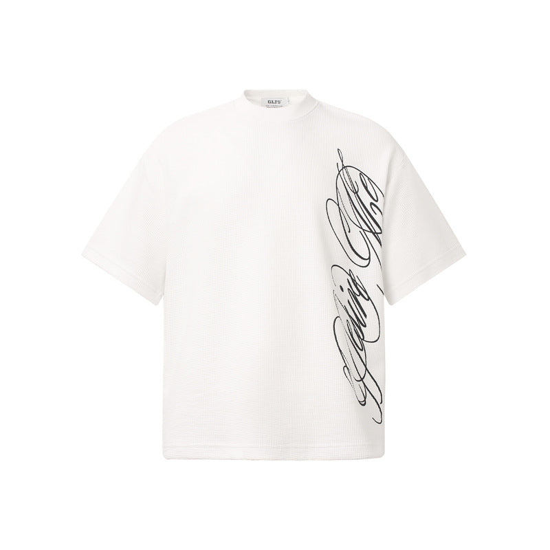 English letter printed short sleeved shirt