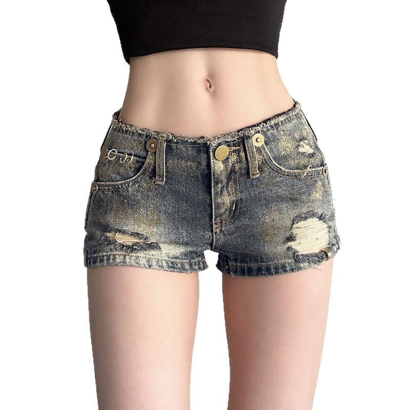 Pantalones cortos de mezclilla ultracortos de talle bajo
