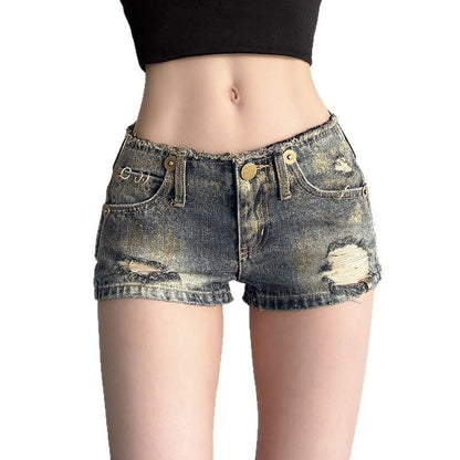 Pantalones cortos de mezclilla ultracortos de talle bajo