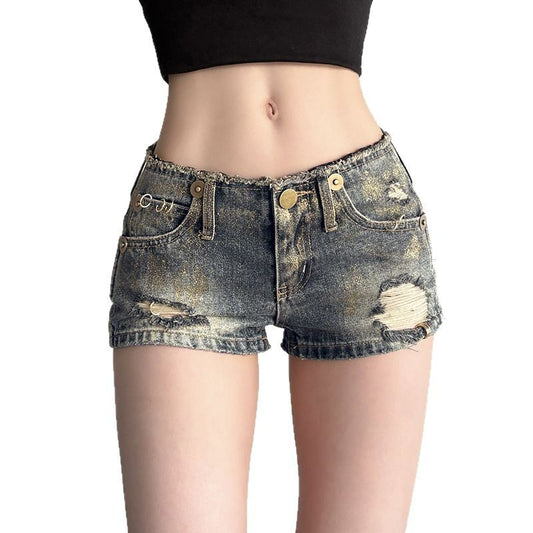 Pantalones cortos de mezclilla ultracortos de talle bajo