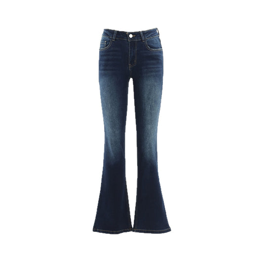 Vaqueros retro acampanados de tiro bajo para mujer, corte ajustado, estilo pata de elefante
