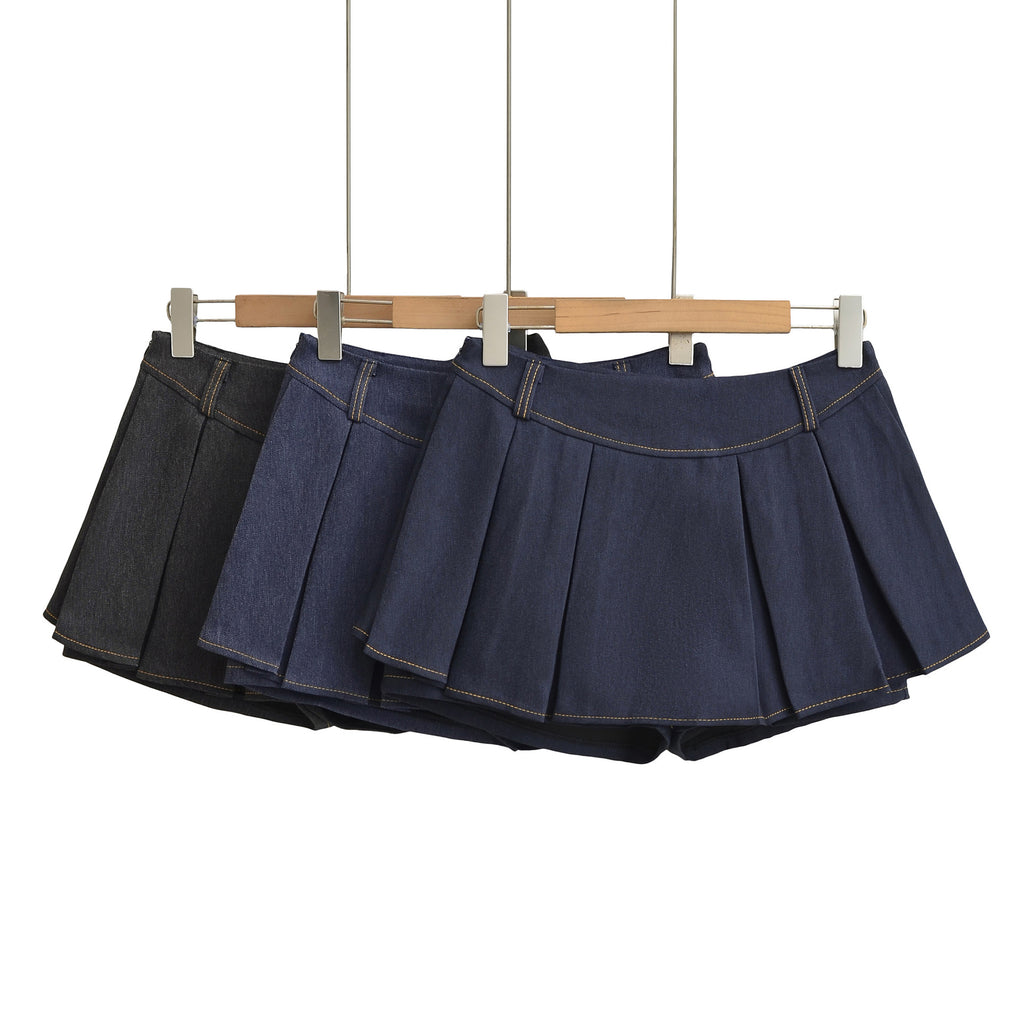 High waisted denim short skirt
