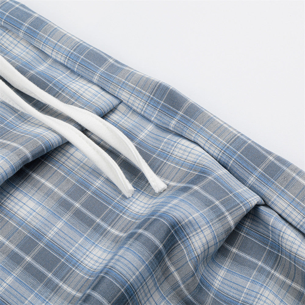 Plaid pleated paratrooper pants