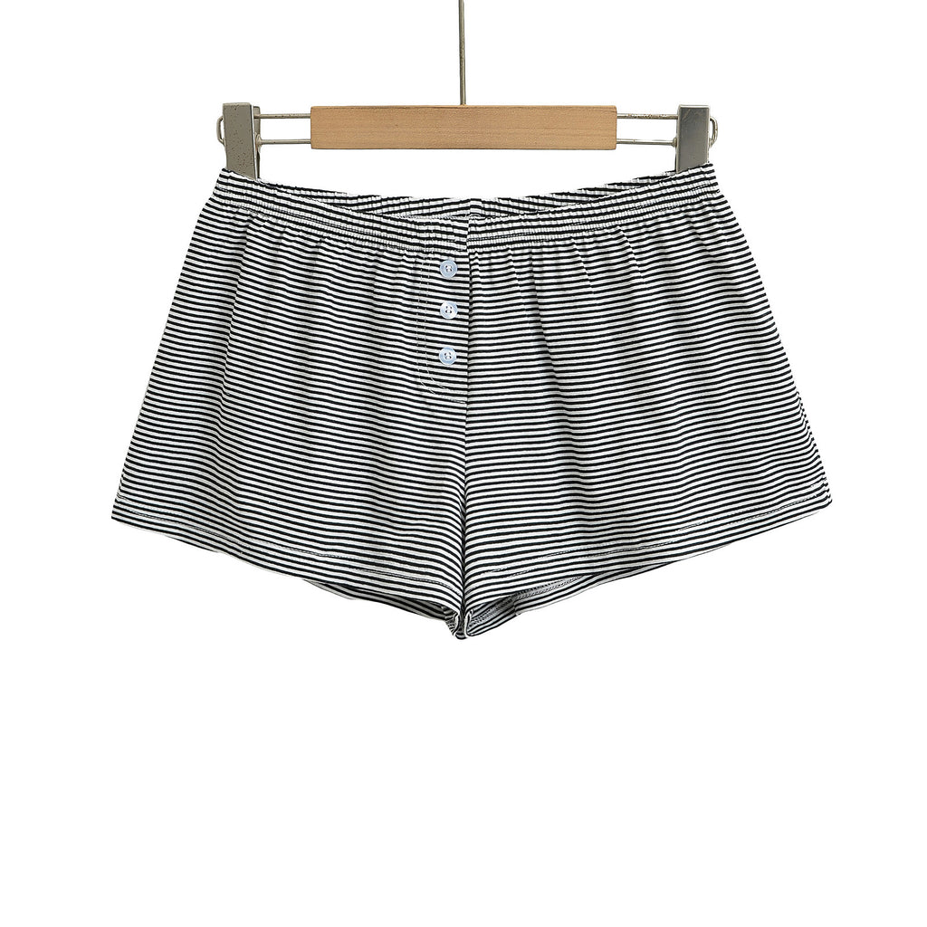 Elastic waist striped shorts