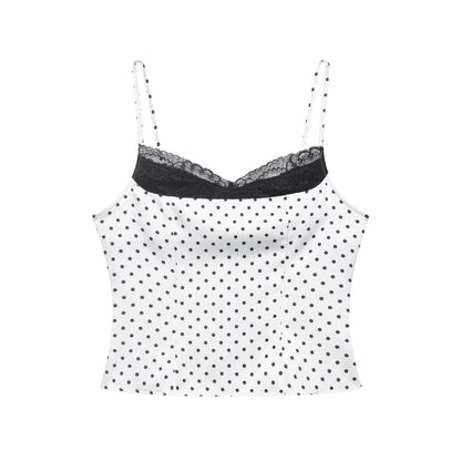 Chaleco base camisola de retazos de encaje y lunares