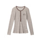 Long Sleeve T-Shirt with Henley Neckline Inner Wear Fitted