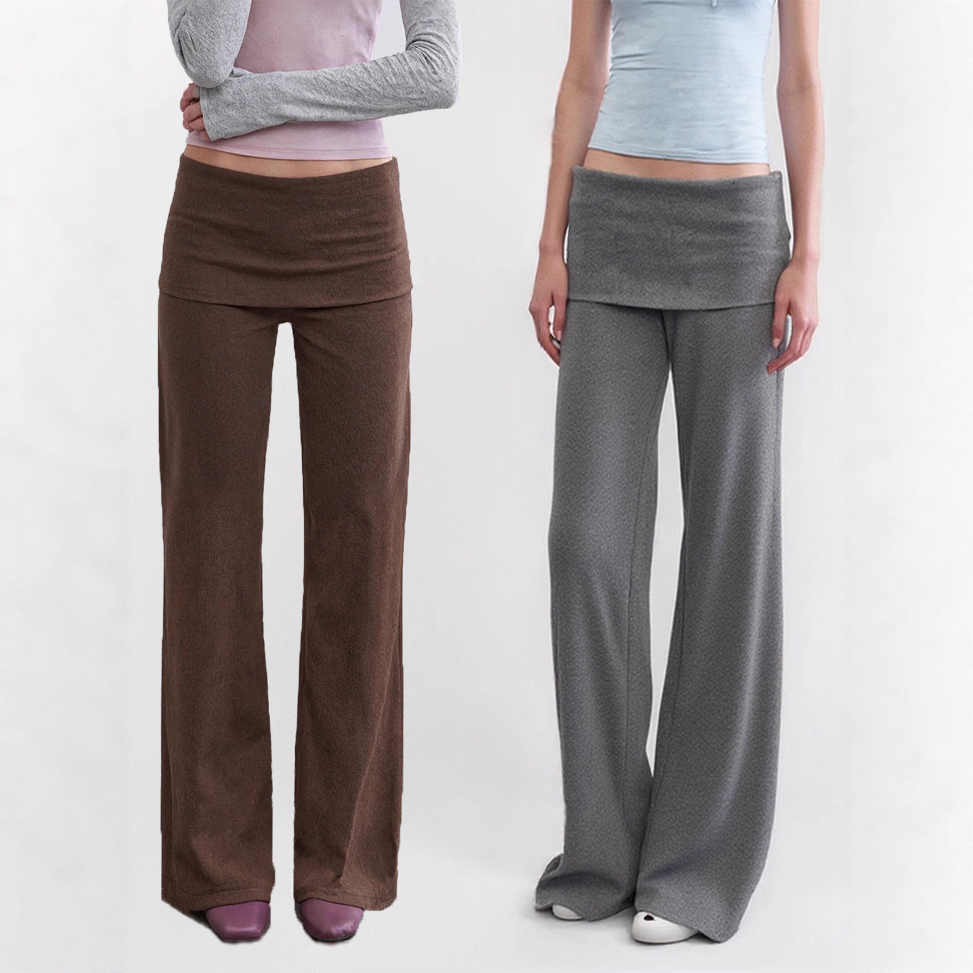 Low waist slim straight leg pants