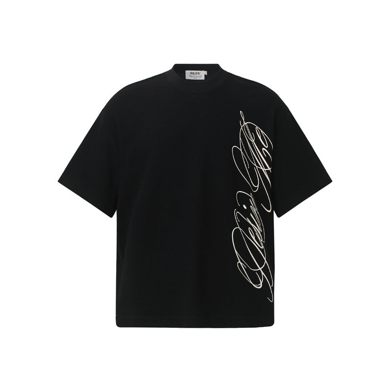 English letter printed short sleeved shirt