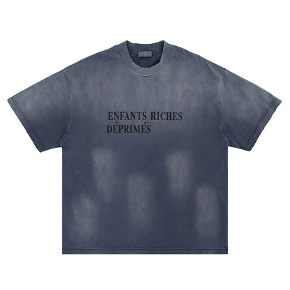 Camiseta de manga corta oversized desgastada de streetwear a la moda