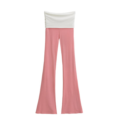Pantalones acampanados de tiro bajo con bloques de color