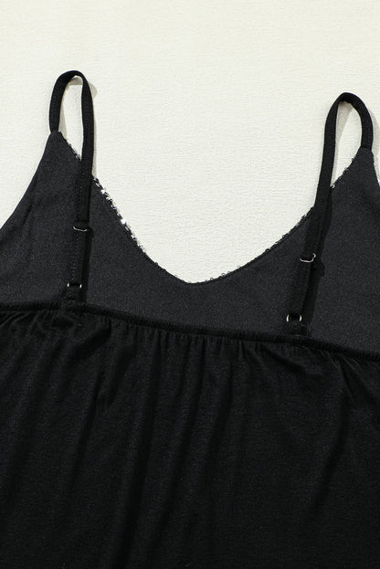 Top gris sin mangas con lentejuelas