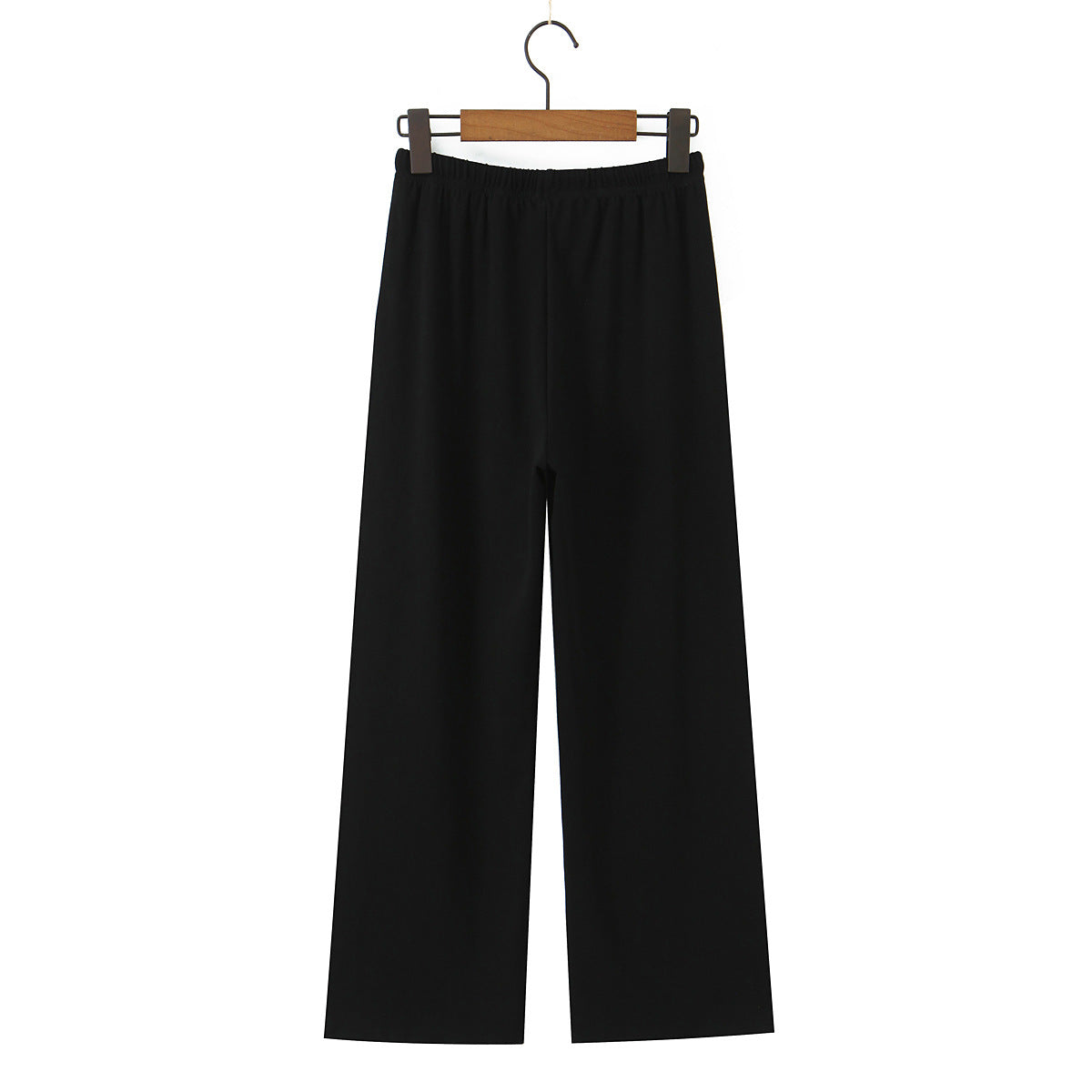 Striped straight tube elastic drawstring low waist knitted wide leg pants casual pants