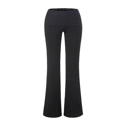 Pantalones de tiro bajo ligeramente acampanados