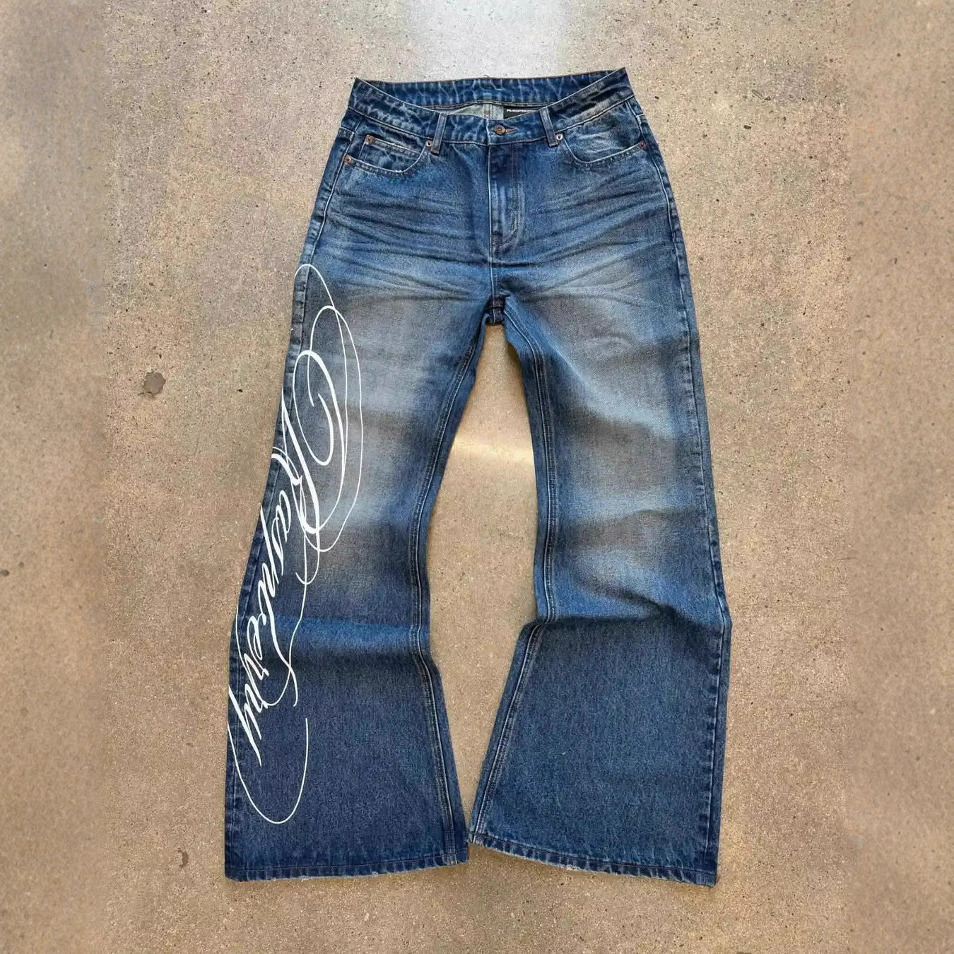 Letter print jeans y2k Harajuku fashion punk street floor pants
