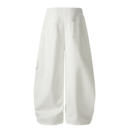 Contrast striped letter embroidery curved knife sweatpants
