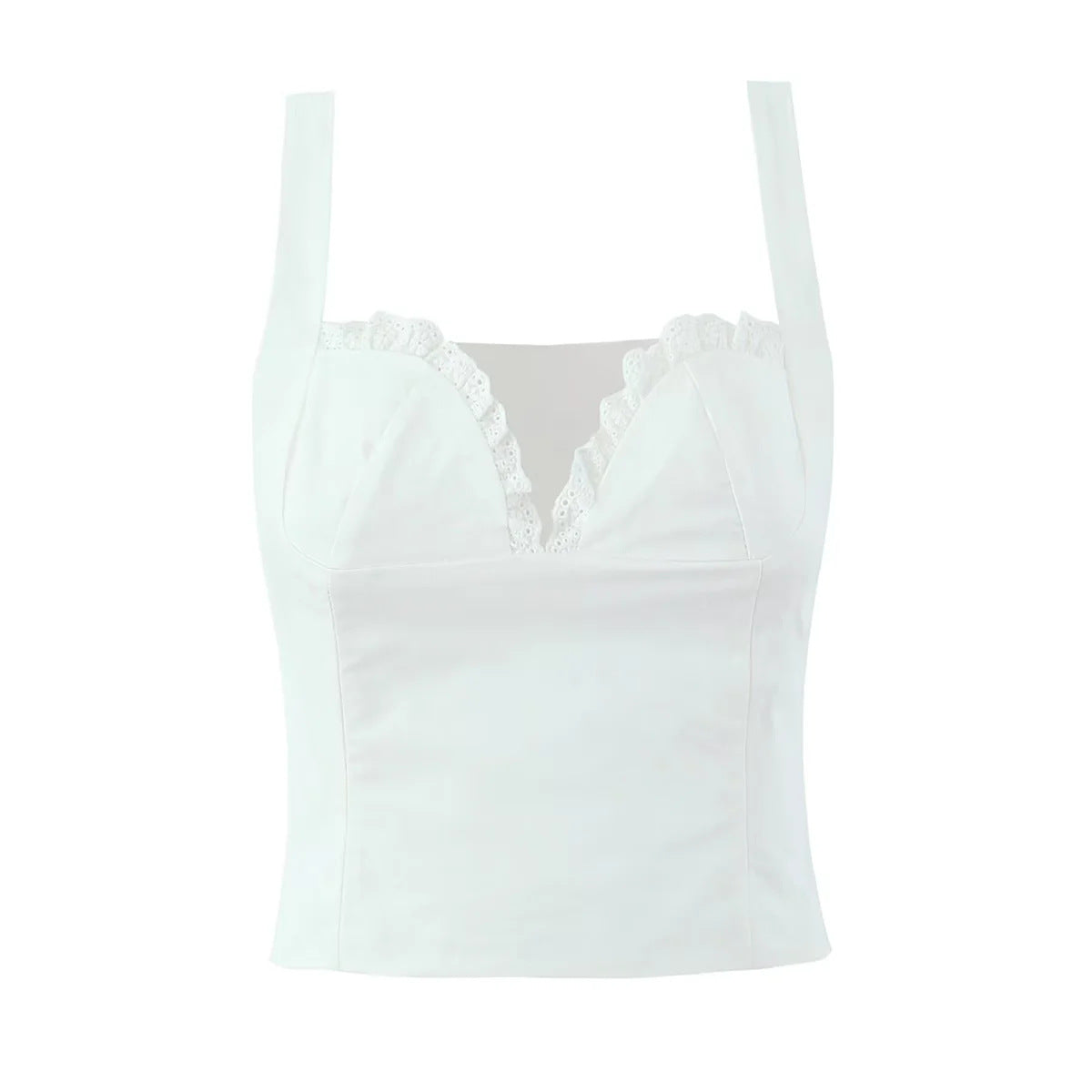 V-neck lace short camisole vest+elastic waist anti glare mini skirt two-piece set