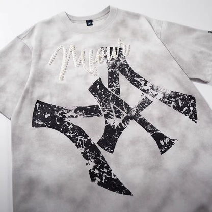 Camiseta de manga corta de algodón oversize estilo tie-dye
