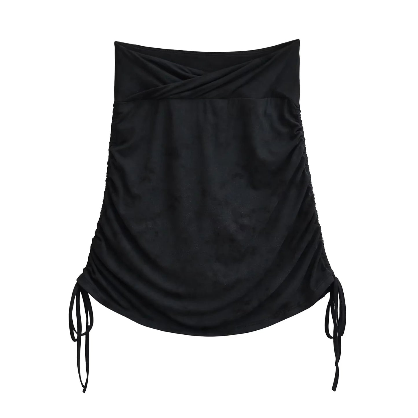 Minifalda corta ajustada de talle alto elástico plisada ajustable tie dye