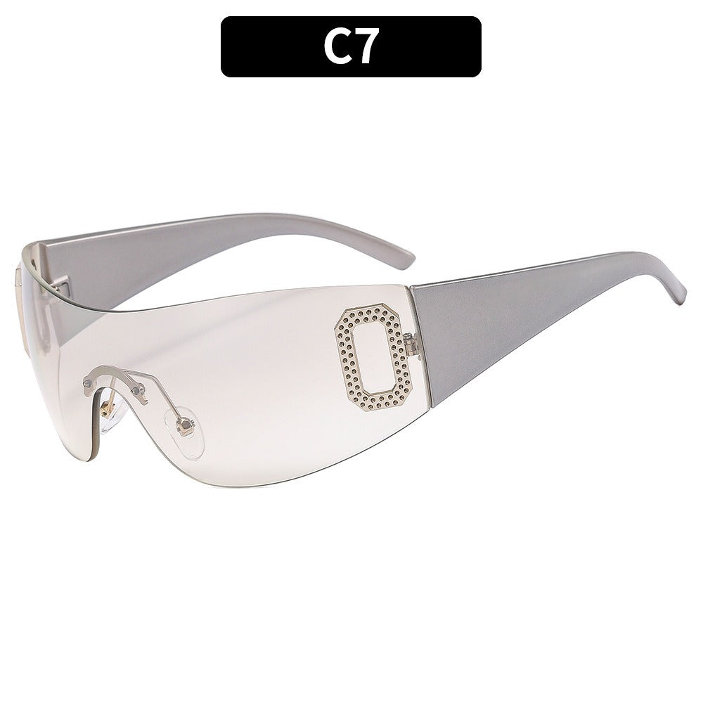 Nuevas gafas de sol Y2K Spice Girl con letras, gafas de sol integradas con visera, gafas adelgazantes avanzadas para mujer