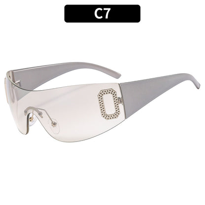Nuevas gafas de sol Y2K Spice Girl con letras, gafas de sol integradas con visera, gafas adelgazantes avanzadas para mujer
