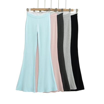 Pantalón de encaje acampanado de talle bajo