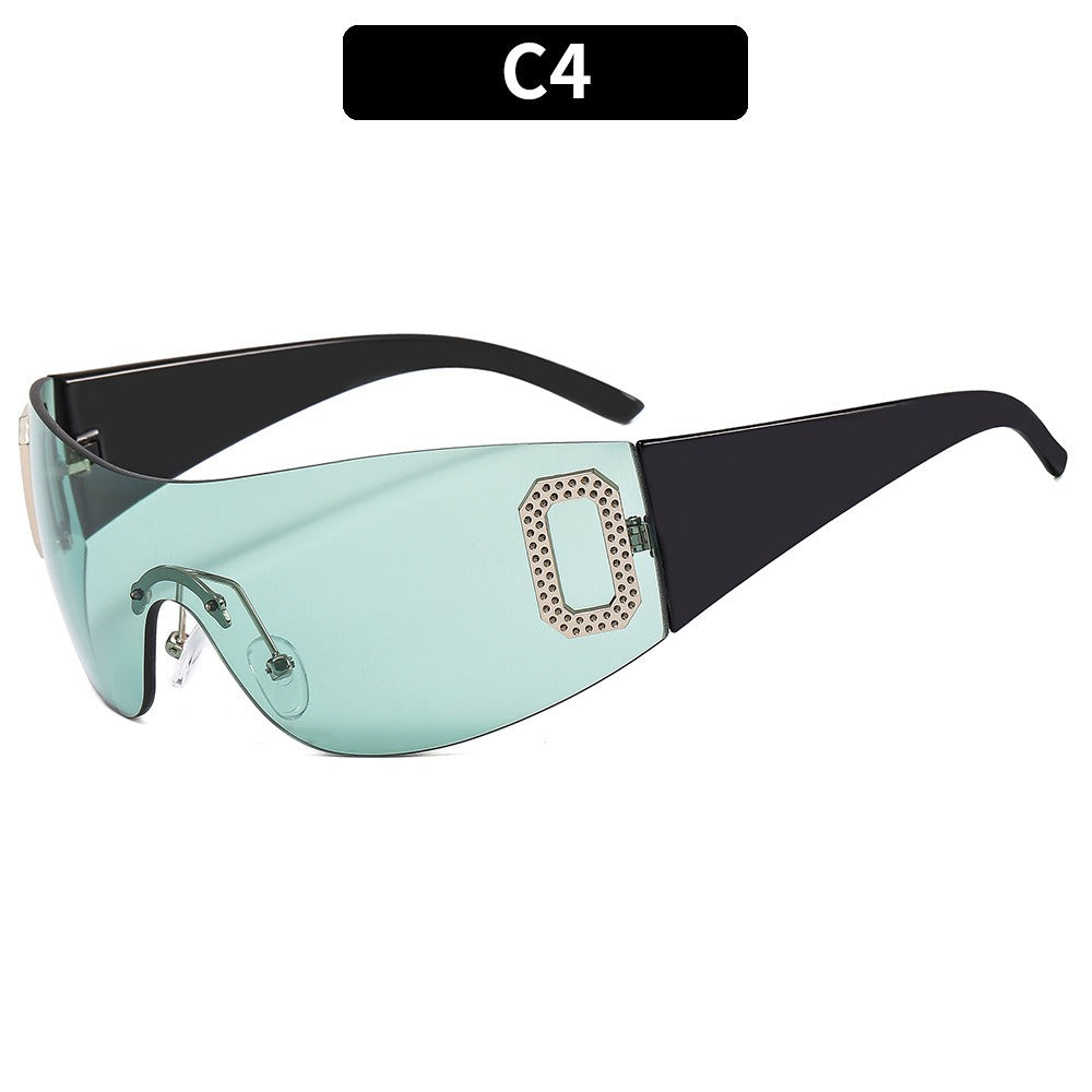 New Y2K Spice Girl Sunglasses Letter Integrated Sunvisor Sunglasses Women's Advanced Slimming Glasses