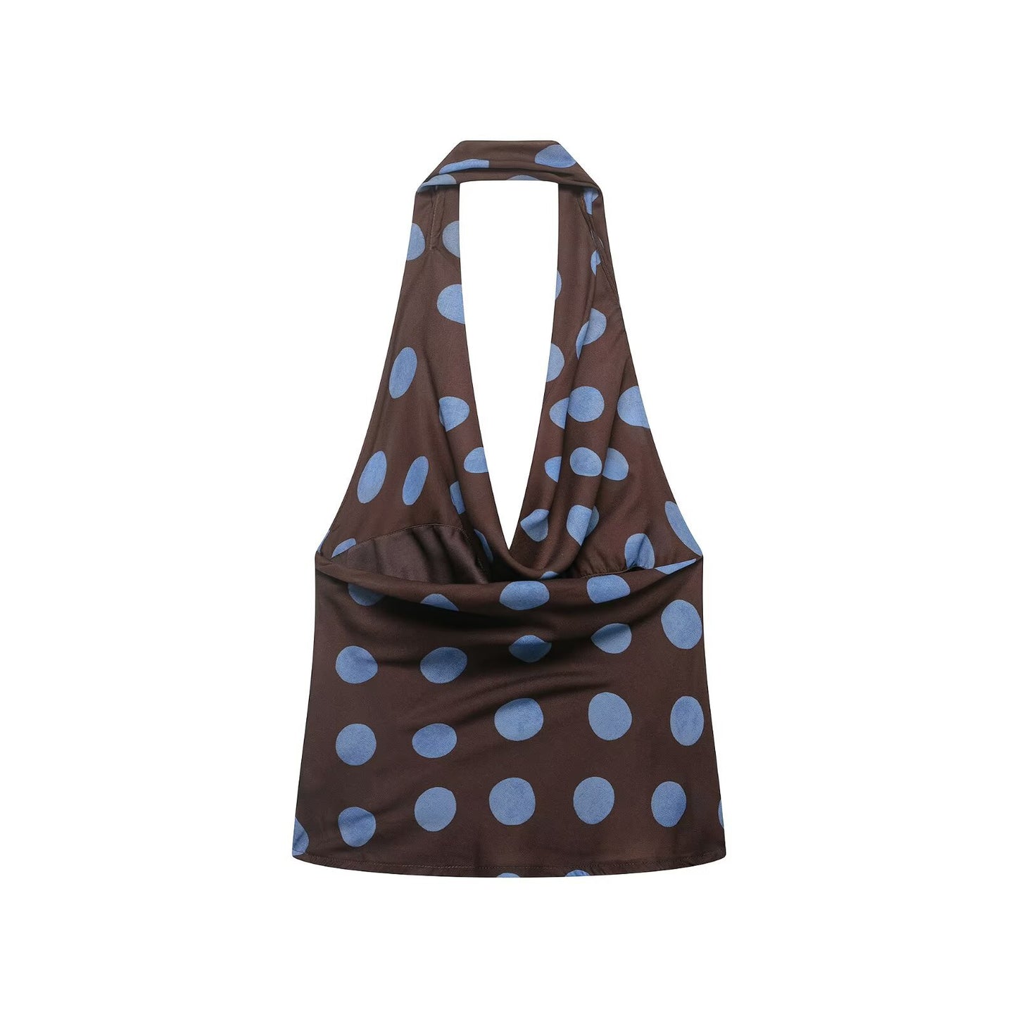Conjunto de top halter retro de lunares y falda irregular de lunares