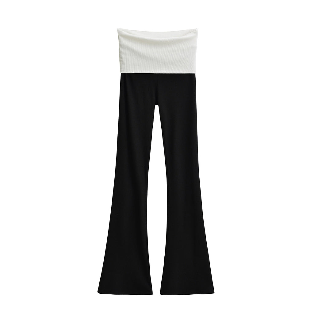 Color blocked waist low waist slightly flared pants for women