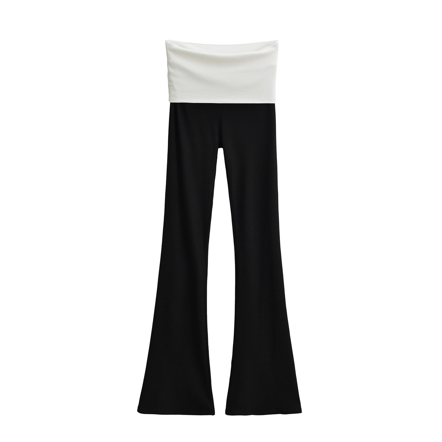 Pantalones acampanados de tiro bajo con bloques de color
