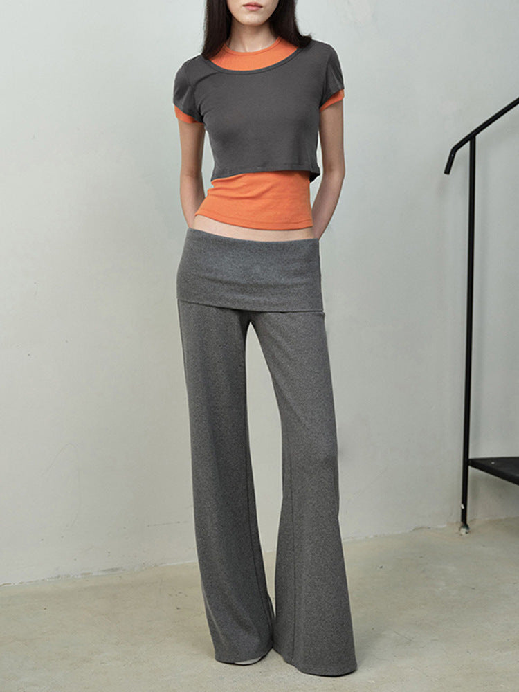 Low waist slim straight leg pants