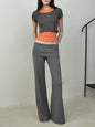Low waist slim straight leg pants