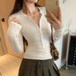 Chic Henley Shirt Slim Fit Inner Layer Top for Women