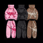 Sudadera con capucha de tres colores estampada con espuma de felpa