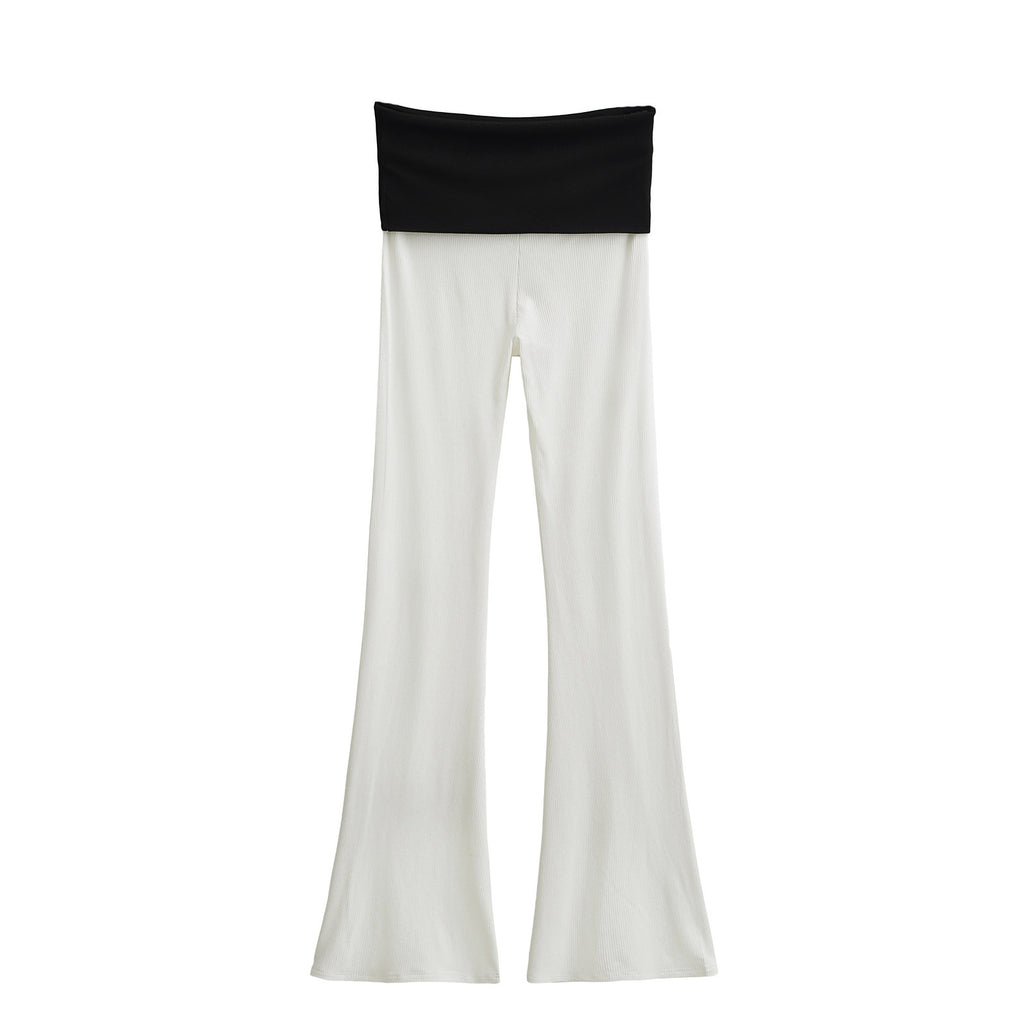 Color blocked waist low waist slightly flared pants for women