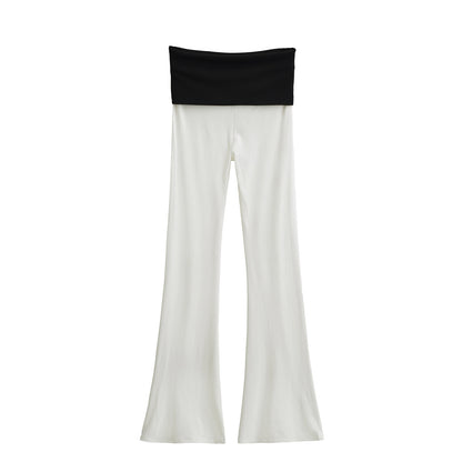 Pantalones acampanados de tiro bajo con bloques de color