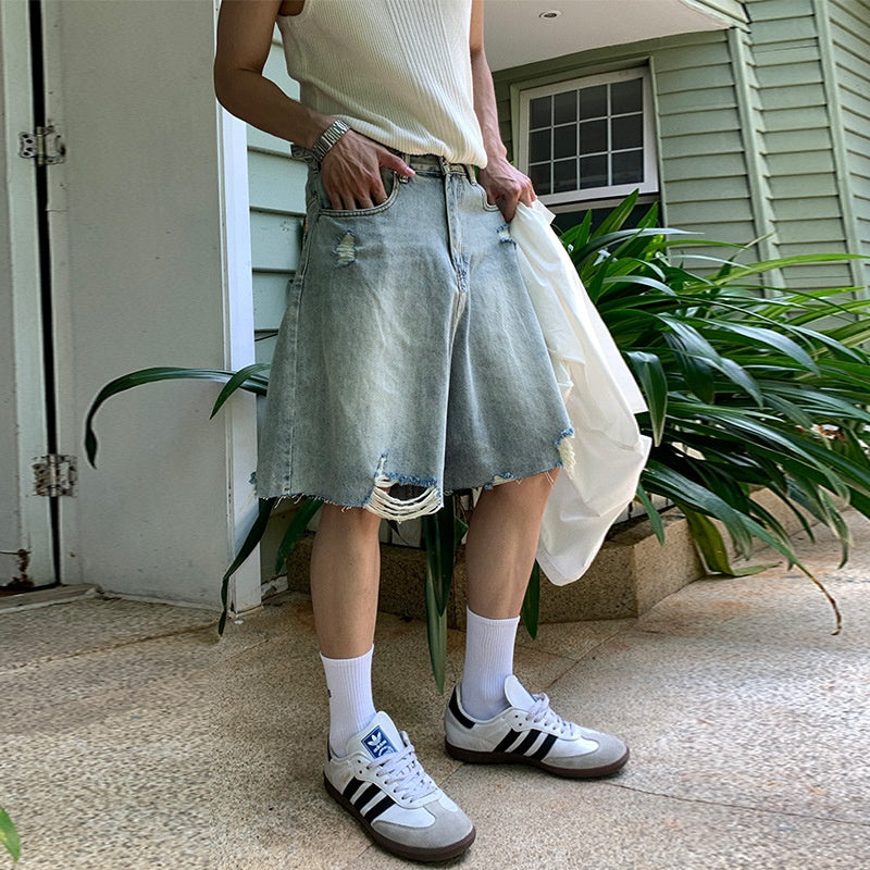 Shorts vaqueros desgastados y lavados