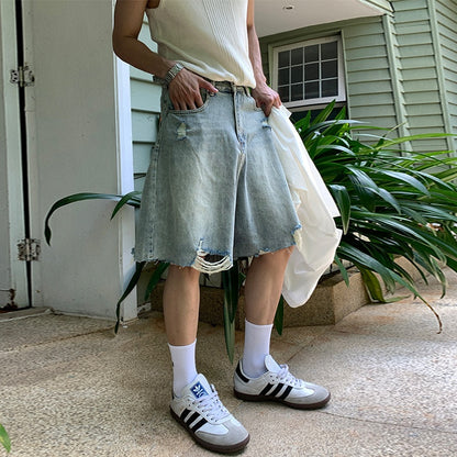 Shorts vaqueros desgastados y lavados