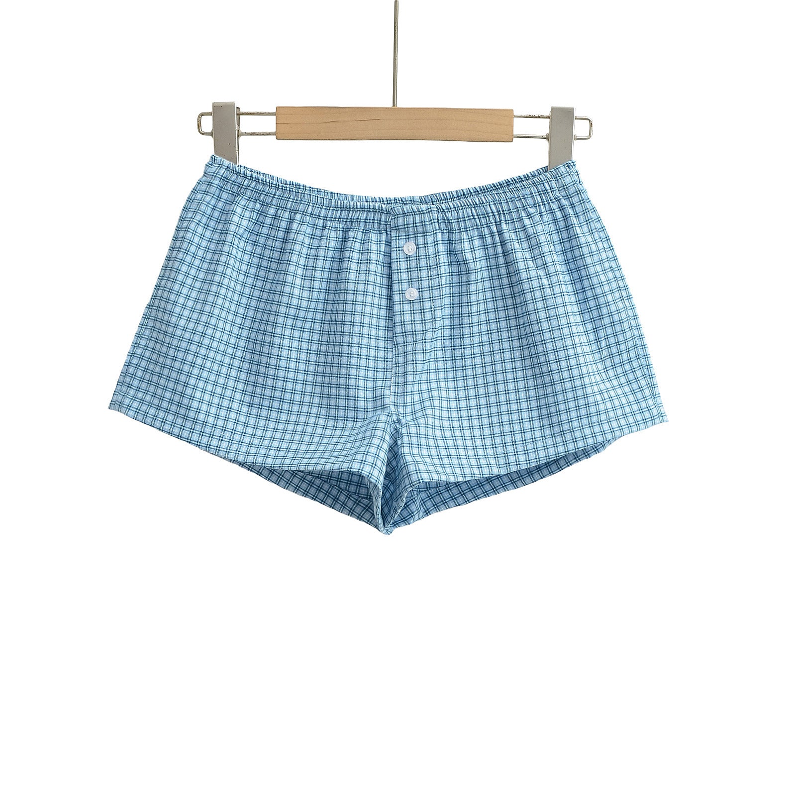 Elastic waist checkered shorts
