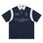 Polo de manga corta con bloques de color y diseño retro, rejilla transpirable