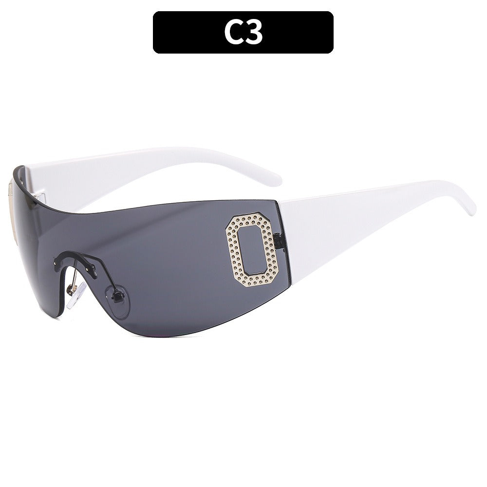 New Y2K Spice Girl Sunglasses Letter Integrated Sunvisor Sunglasses Women's Advanced Slimming Glasses
