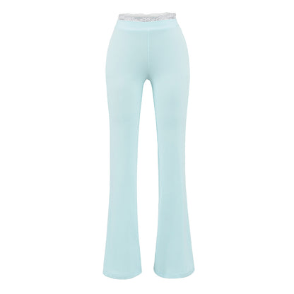 Pantalón de encaje acampanado de talle bajo